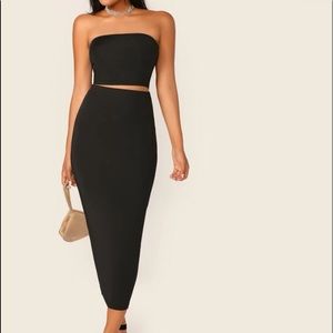 Black tube top and skirt set